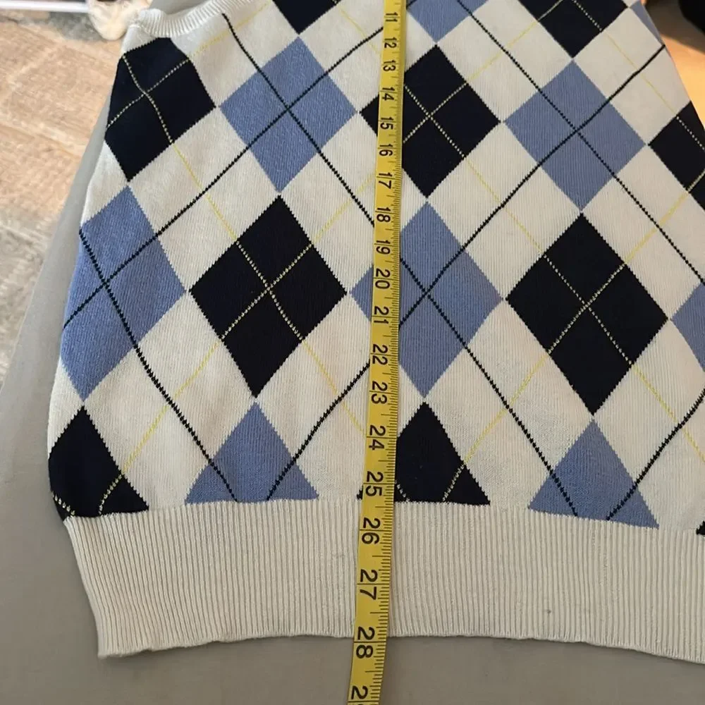 Polo Golf Ralph Lauren Argyle Sweater Vest Men's XL Blue/White Diamond Knit